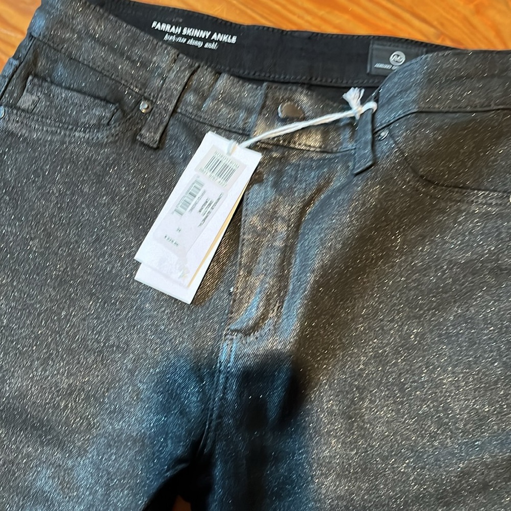 AG High rise skinny ankle jeans in Luminous Gunmetal